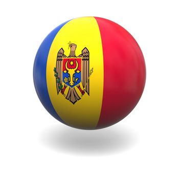National flag of Moldova on sphere isolated on white background
