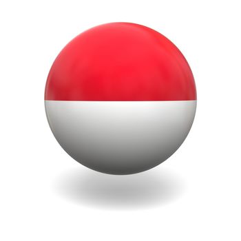 National flag of Monaco on sphere isolated on white background