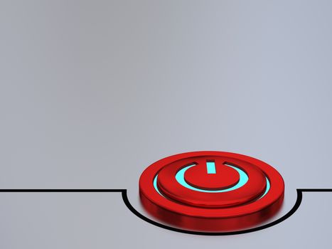 Red on-off button illustration with glowing blue light