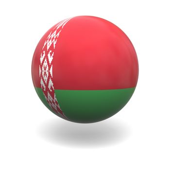 National flag of Belarus on sphere isolated on white background