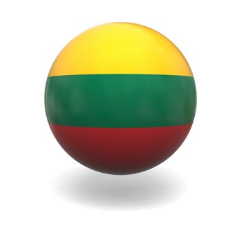 National flag of Lithuania on sphere isolated on white background