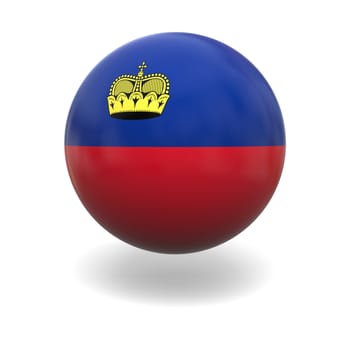 National flag of Liechtenstein on sphere isolated on white background
