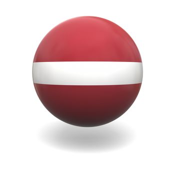 National flag of Latvia on sphere isolated on white background