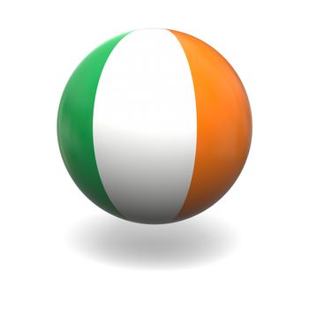 National flag of Ireland on sphere isolated on white background