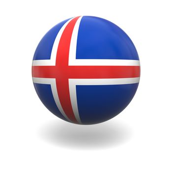 National flag of Iceland on sphere isolated on white background