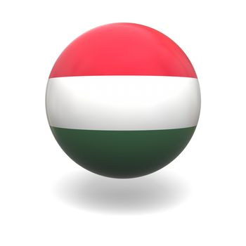 National flag of Hungary on sphere isolated on white background