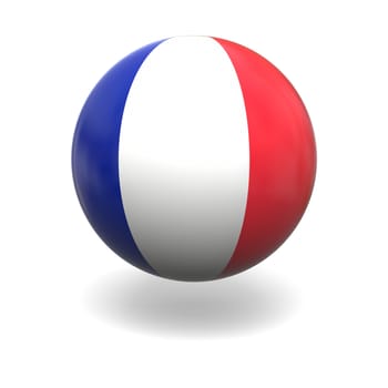 National flag of France on sphere isolated on white background