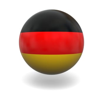 National flag of Germany on sphere isolated on white background