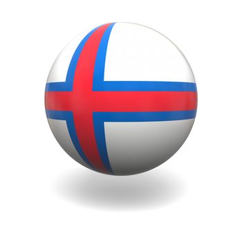 Flag of Faroe Islands on sphere isolated on white background