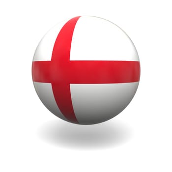 National flag of England on sphere isolated on white background