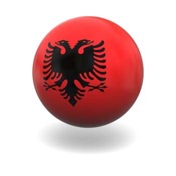 National flag of Albania on sphere isolated on white background
