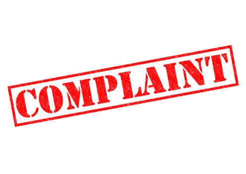COMPLAINT red Rubber Stamp over a white background.