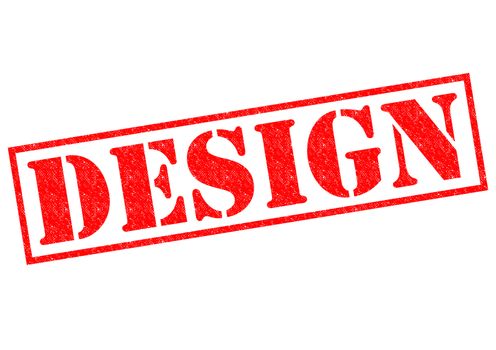 DESIGN red Rubber Stamp over a white background.