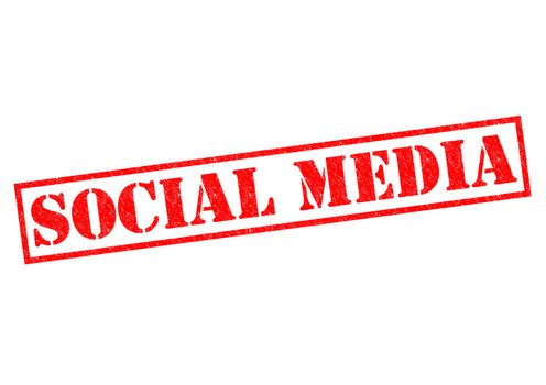SOCIAL MEDIA red Rubber Stamp over a white background.