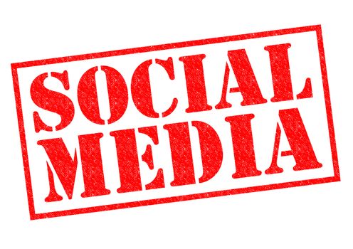 SOCIAL MEDIA red Rubber Stamp over a white background.