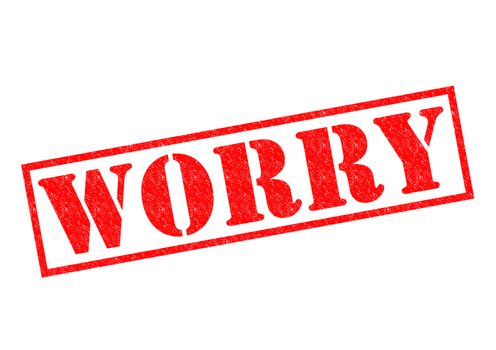 WORRY red Rubber Stamp over a white background.
