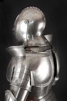 Armour of the medieval knight. Metal protection of the soldier against the weapon of the opponent