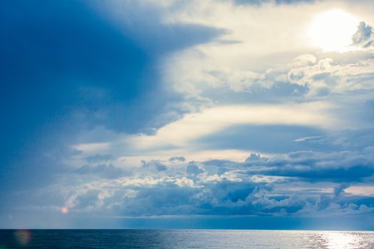 Rain Clouds at the Sea Horizon in the late afternoon