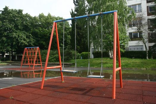 playground children's child chain swings on summer kids playground