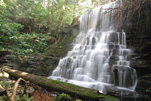 Waterfall in Thai National Park, Man Dang Waterfall, Phuhinrongkla National Park, Petchaboon Province, Thailand, in summer season