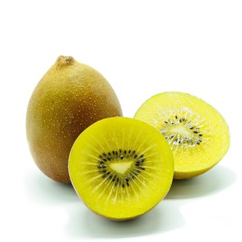 Yellow fresh Kiwi fruit, isolated on a white background