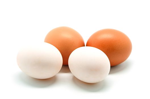 Brown chicken and duck egg isolated on a white background