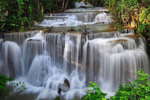 Waterfall in Thai National Park, Huay Mae Khamin Waterfall, Sai Yok National Park, Kanchanaburi, Thailand