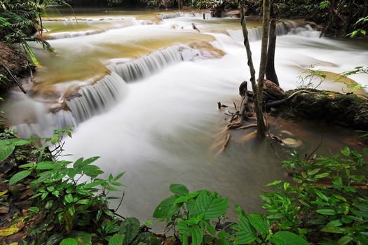 Waterfall in Thai National Park, Huay Mae Khamin Waterfall, Sai Yok National Park, Kanchanaburi, Thailand