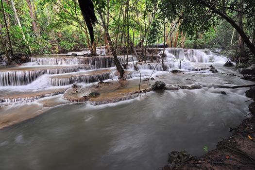 Waterfall in Thai National Park, Huay Mae Khamin Waterfall, Sai Yok National Park, Kanchanaburi, Thailand