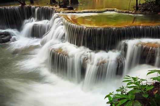 Waterfall in Thai National Park, Huay Mae Khamin Waterfall, Sai Yok National Park, Kanchanaburi, Thailand