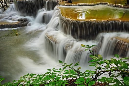 Waterfall in Thai National Park, Huay Mae Khamin Waterfall, Sai Yok National Park, Kanchanaburi, Thailand