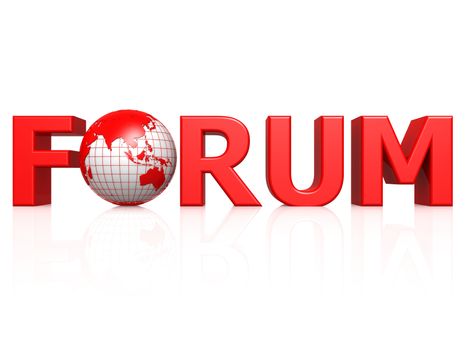 Forum with globe image with hi-res rendered artwork that could be used for any graphic design.