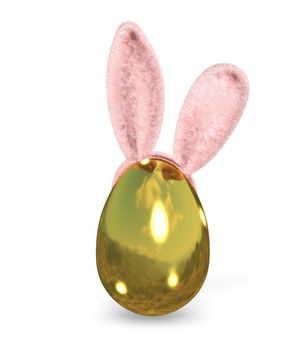 3d illustration of golden easter egg with ears