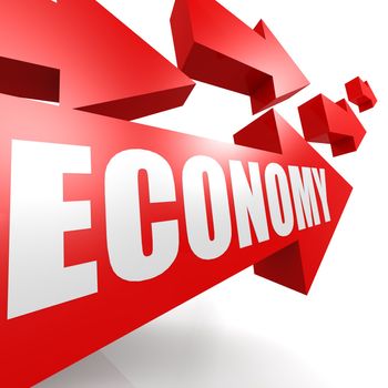 Economy arrow red image with hi-res rendered artwork that could be used for any graphic design.