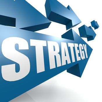Strategy arrow in blue image with hi-res rendered artwork that could be used for any graphic design.