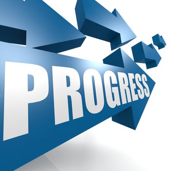 Progress arrow blue image with hi-res rendered artwork that could be used for any graphic design.
