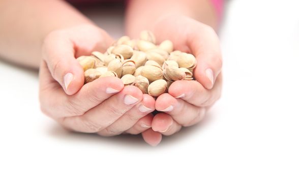 pistachios in the hands of