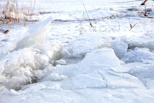 ice crashes on the river 