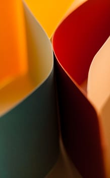 Colorful paper in unique shapes with shadow effect and selective focus.