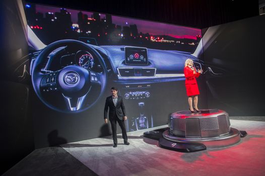 LAS VEGAS - JAN 10 : The Mazda booth at the CES Show in Las Vegas, Navada, on January 10, 2014. CES is the world's leading consumer-electronics show 