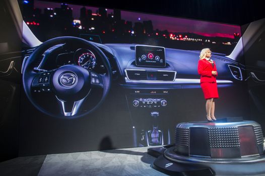 LAS VEGAS - JAN 10 : The Mazda booth at the CES Show in Las Vegas, Navada, on January 10, 2014. CES is the world's leading consumer-electronics show