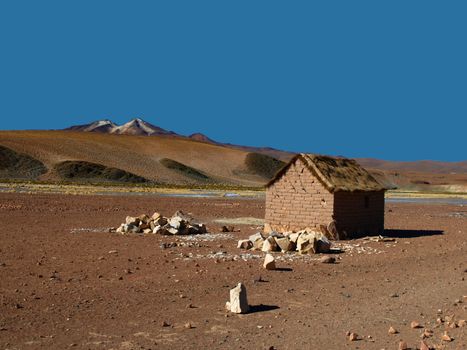 Small brick hut in southern Altiplano (Bolivia)