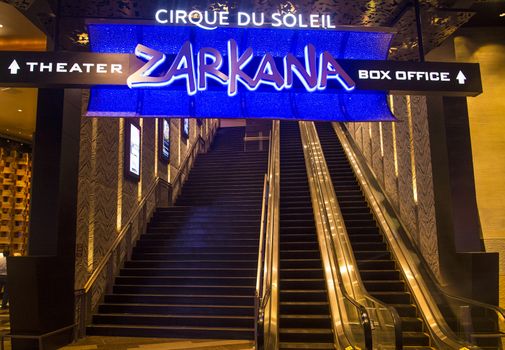 LAS VEGAS - JAN 13 : Zarkana at the Aria hotel in Las Vegas on January 13 2014. Zarkana is a Cirque du Soleil stage production written and directed by François Girard.