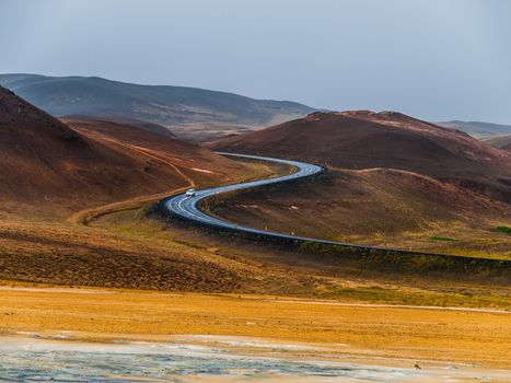 S curved road in northern Iceland