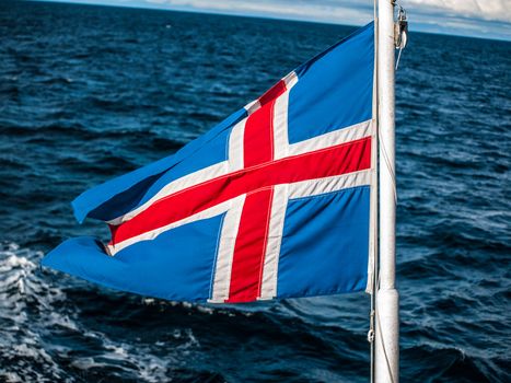 Flag of Iceland on the ship