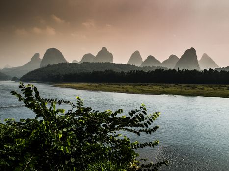 Li River in Yangshuo village (Guangxi, China)