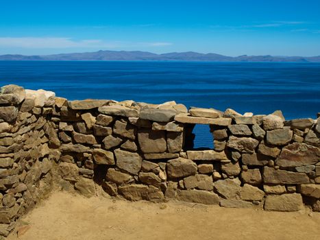 Ancient ruins on the Island of the Sun and Titicaca Lake (Bolivia)