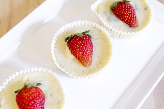 sweet cake with Strawberry on top in a cup