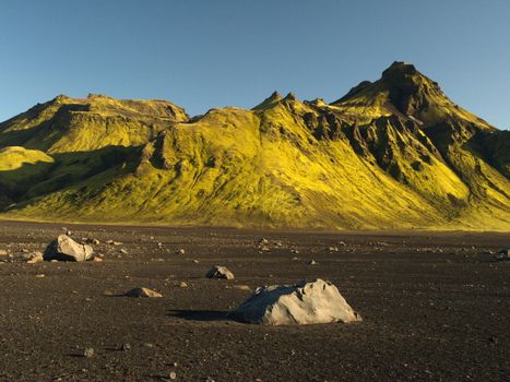 Green hill on Laugavegur trek (Iceland)