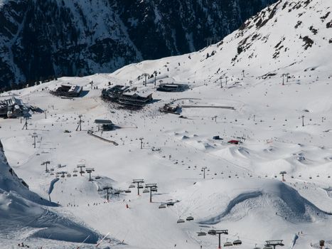 Silvretta arena ski resort near Ischgl and Samnaun (Austria and Switzerland)